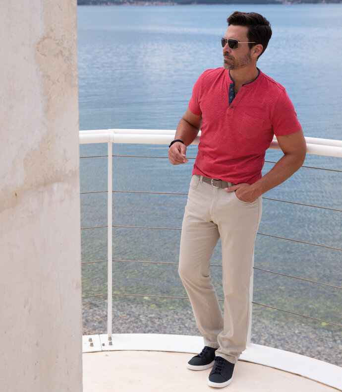 Herren-Sportswearhose in edler Optik aus Pima Cotton Sand 27